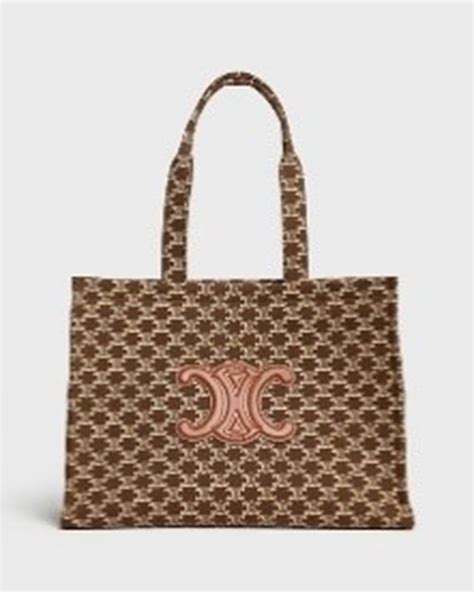 Celine Large Cabas Thais Textile Bag with Triomphe.